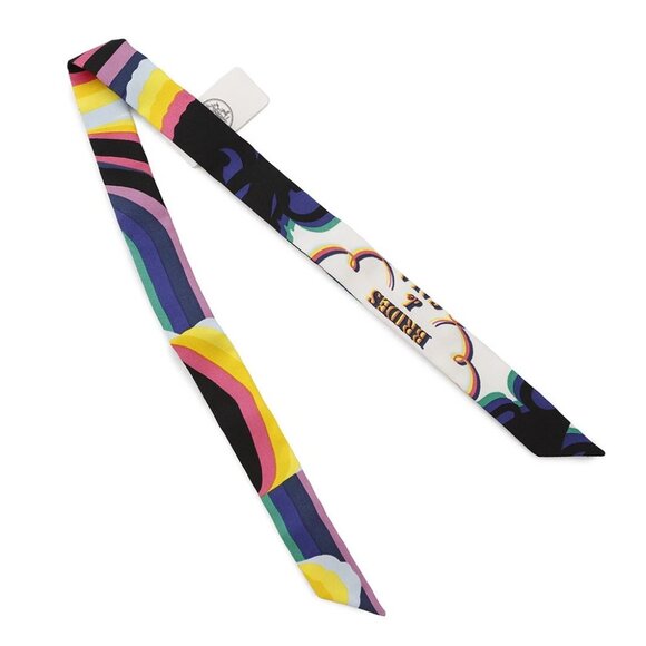 HERMES Twilly Doll BRIDES DE GALA SHADOW Silk100% Black/Jaune/Multicolor - Picture 3 of 8